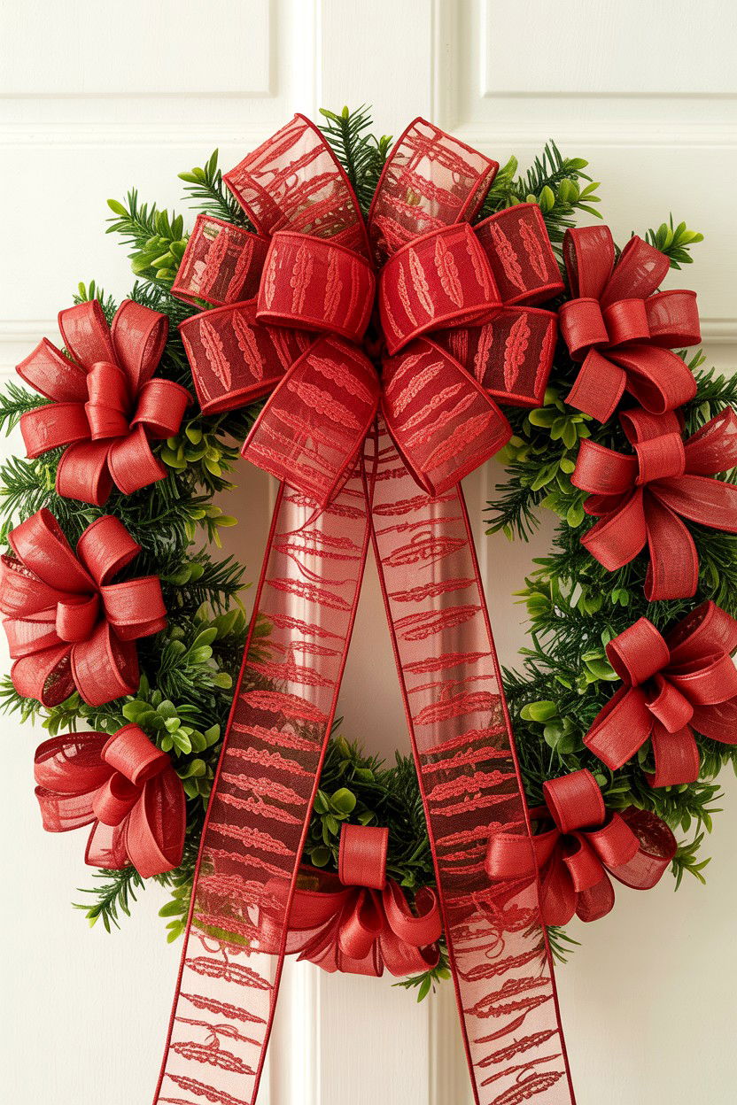Wired Ribbon Wreath - 25 Ribbon Valentine's Day Wreath Ideas