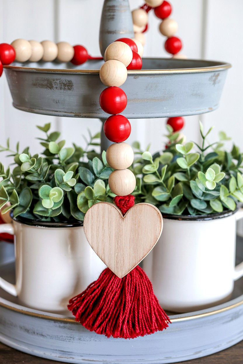 Wood Bead Garland - 25 Valentine's Day Tiered Tray Filler Ideas