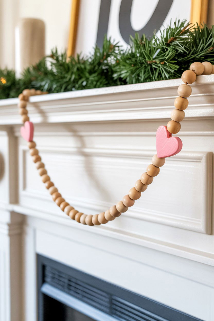 Wood Bead Garland - 25 Boho Valentine's Day Decor Ideas