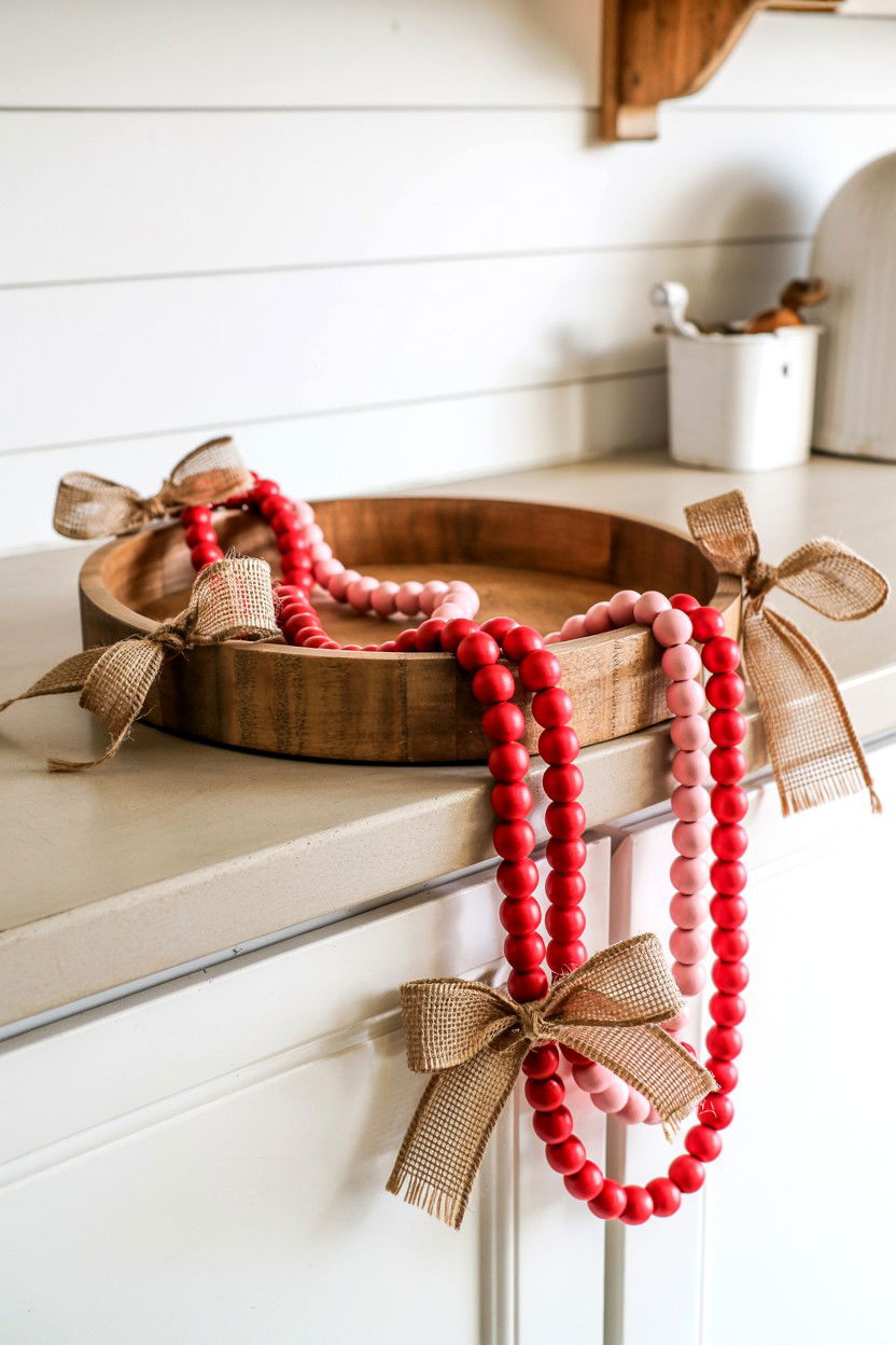 Wood Bead Valentine Tray - 25 Dollar Store Valentine's Day Tiered Tray Ideas