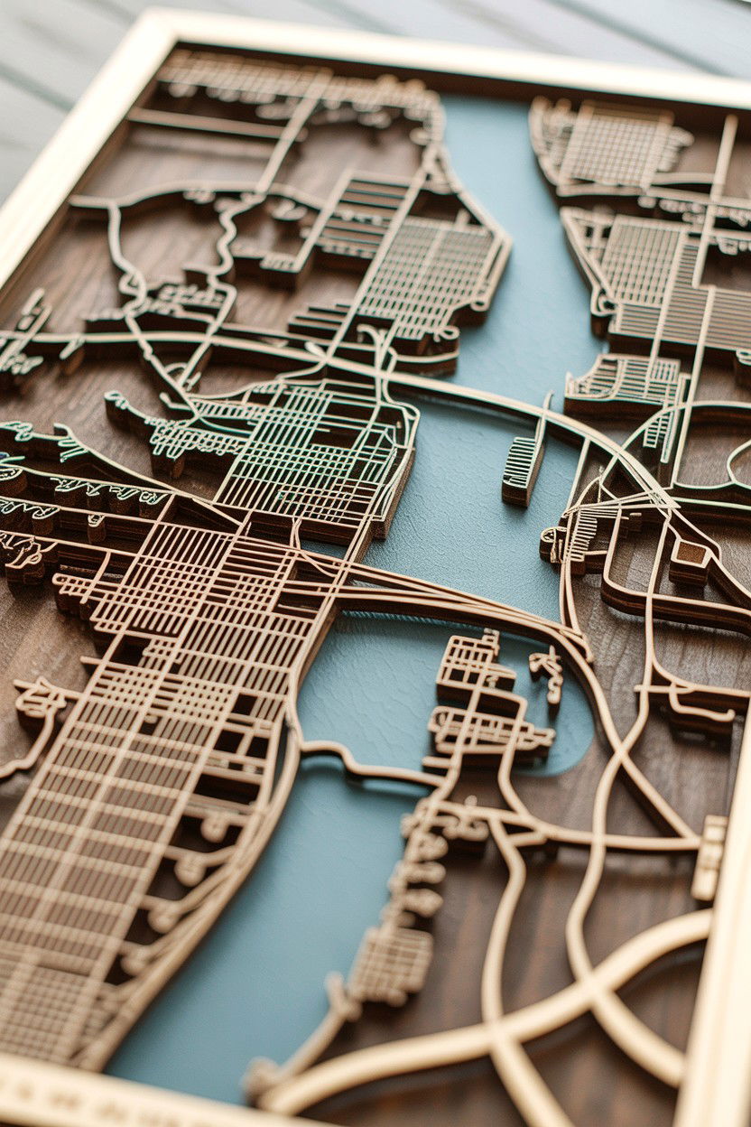 Wood Carved Map - 25 Valentine's Day Map Gift Ideas