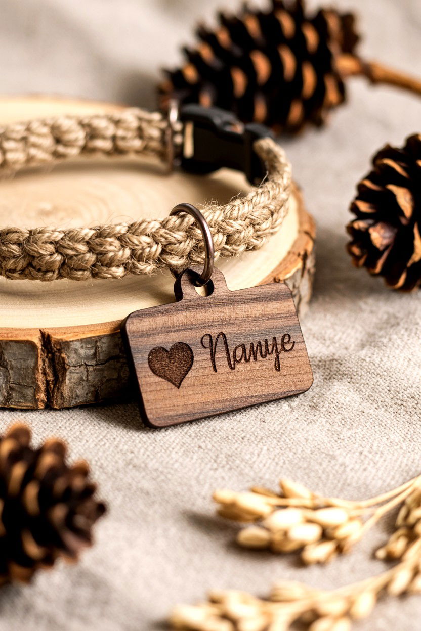 Wood Engraved Pet Tag - 25 Valentine's Day Pet Tag Ideas