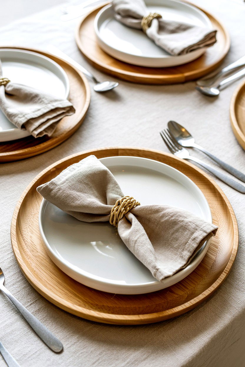 Wood Plate Chargers - 25 Minimalist Valentine's Day Table Ideas