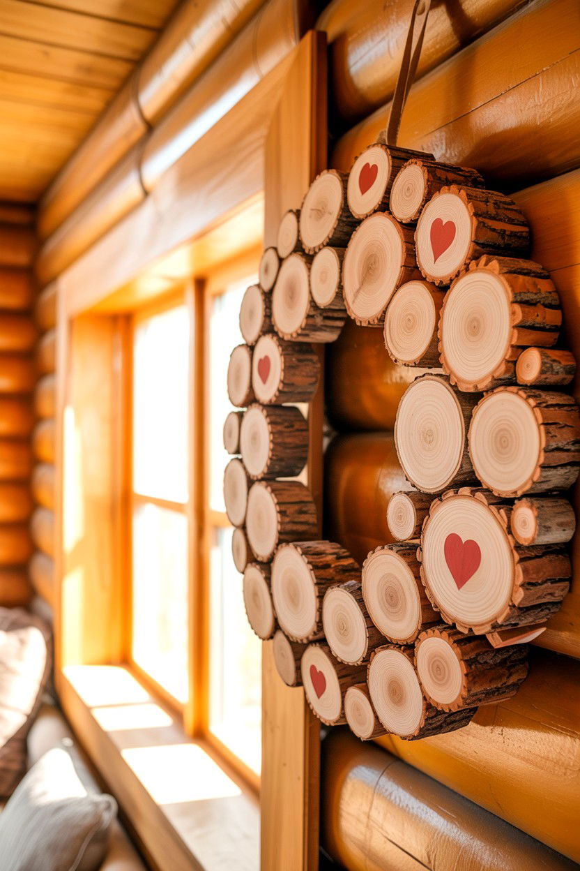 Wood Slice Wreath - 25 Dollar Store Valentine's Day Wreath Ideas