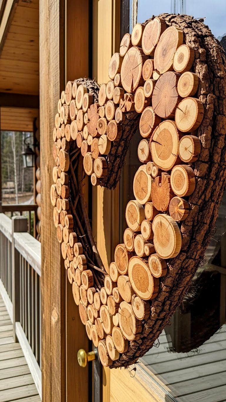 Wood Slice Wreath - 25 valentine's day wreath ideas
