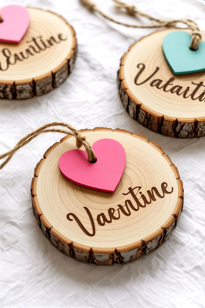 Wood slice gift tags - 25 Valentine's Day Gift Tag Ideas