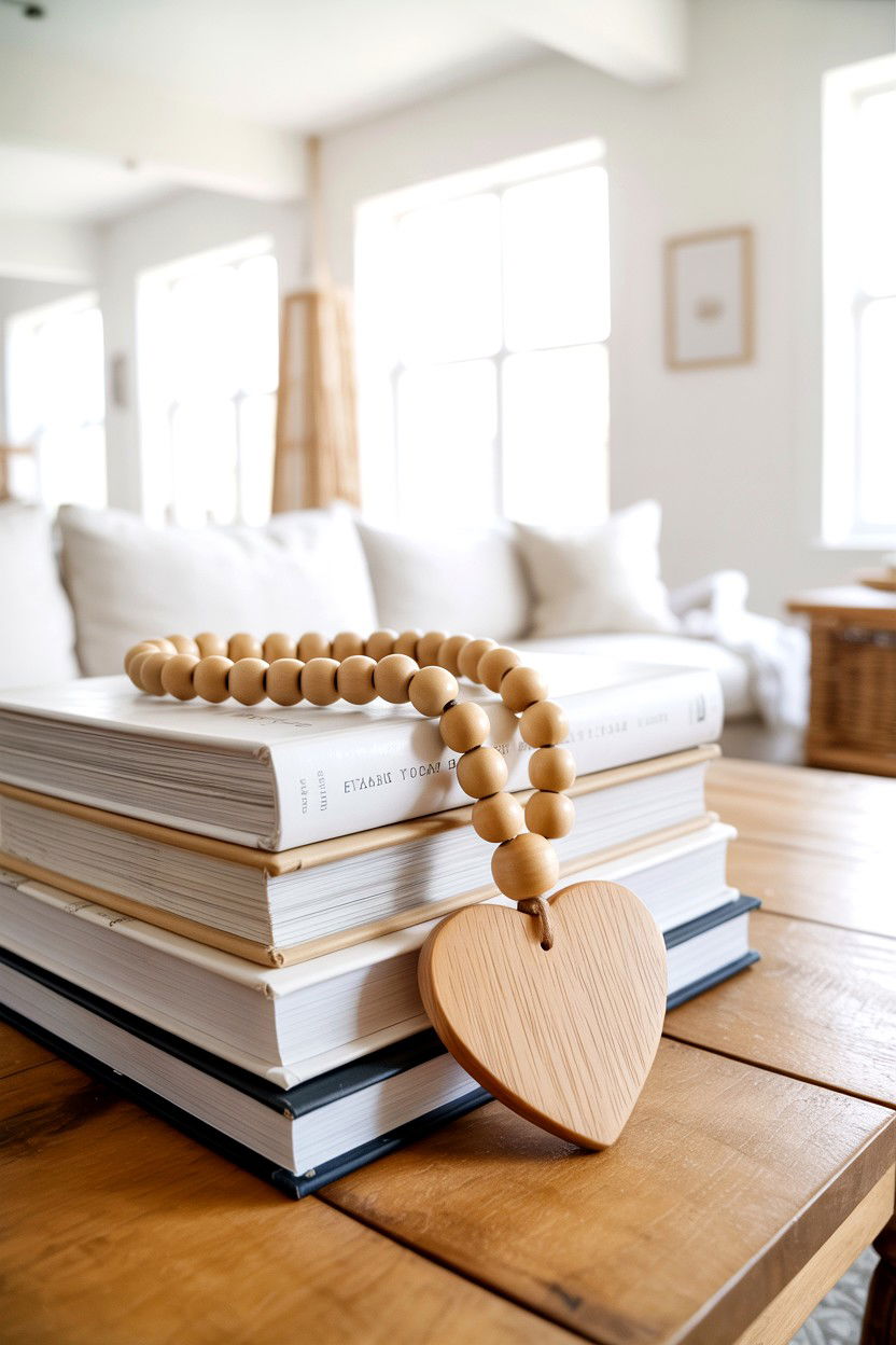 Wooden Bead Garland - 25 Farmhouse Valentine's Day Decor Ideas