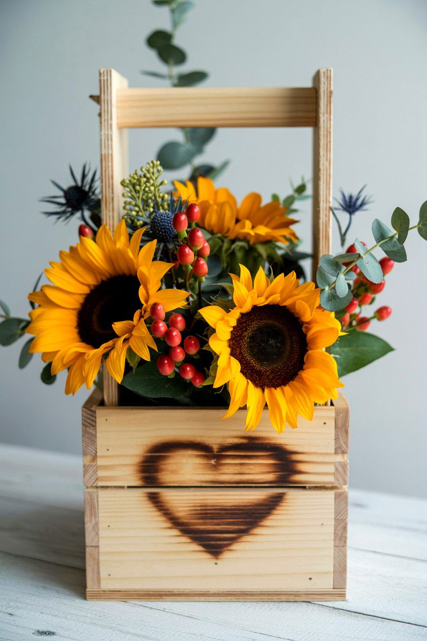 Wooden Flower Box - 25 Valentine's Day Flower Box Ideas