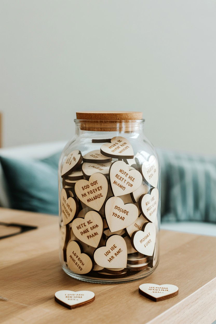 Wooden Heart Love Jar - 25 Valentine's Day Love Note Jar Ideas