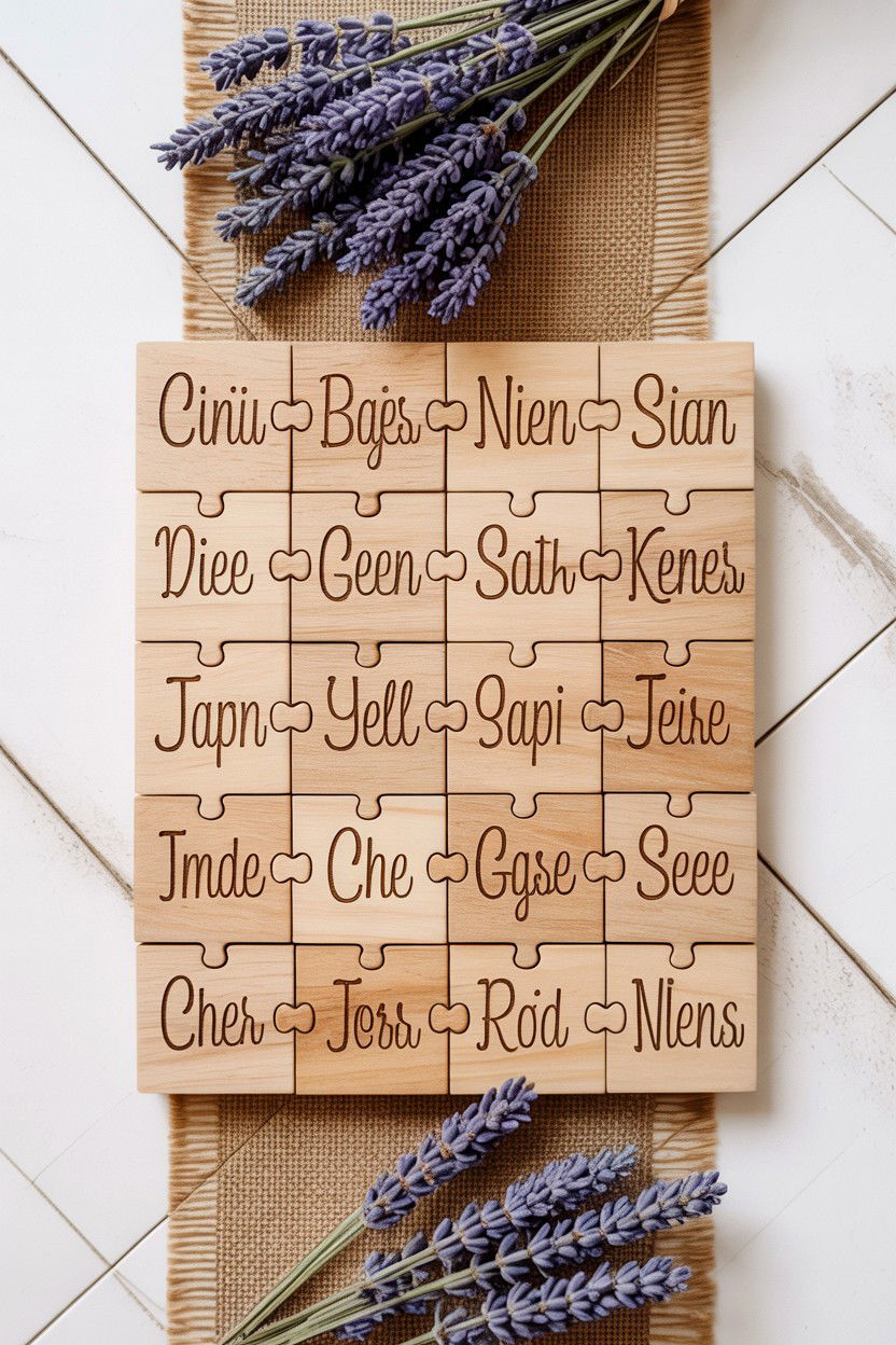 Wooden Puzzle With Names - 25 Valentine's Day Puzzle Photo Ideas