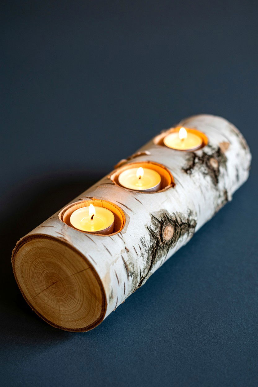 Wooden tea light log - 25 Valentine's Day Tea Light Ideas