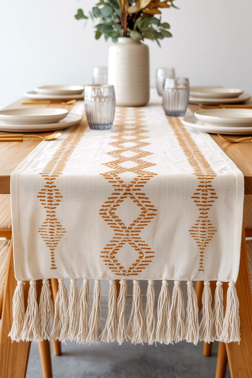 Woven Fringe Table Runner - 25 Boho Valentine's Day Decor Ideas