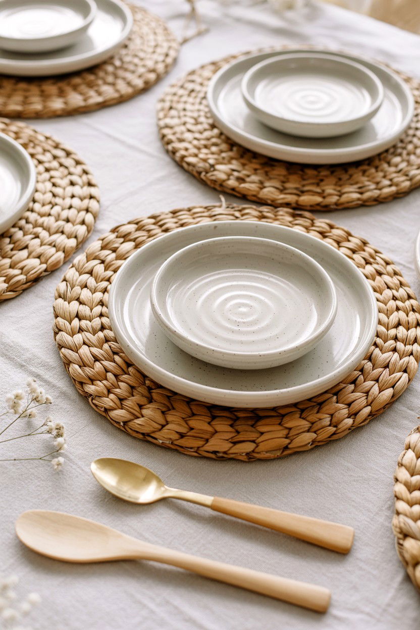 Woven Grass Mats - 25 Minimalist Valentine's Day Table Ideas