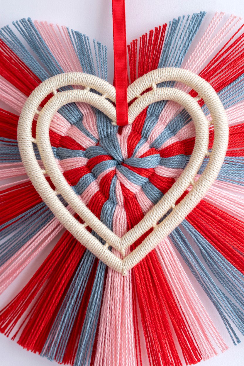 Woven Heart Wreath - 25 Yarn Valentine's Day Wreath Ideas