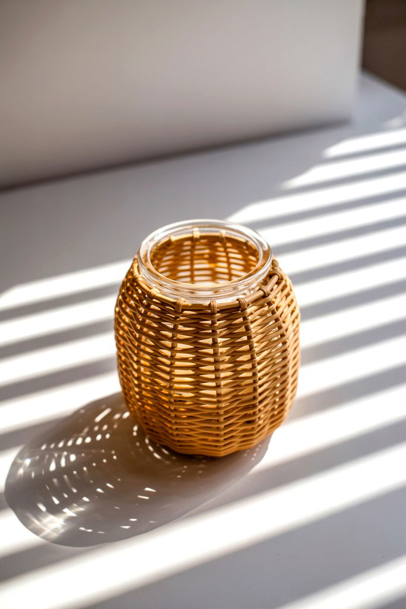 Woven Rattan Candle Sleeve - 25 Valentine's Day Candle Holder Ideas