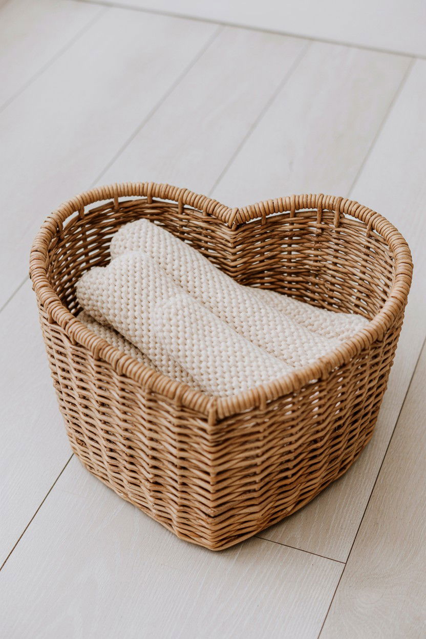 Woven heart basket - 25 Scandinavian Valentine's Day Decor Ideas