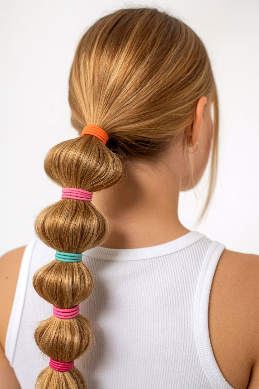 Wrapped Bubble Ponytail Hair Ties - 25 Valentine's Day Bubble Ponytail Ideas