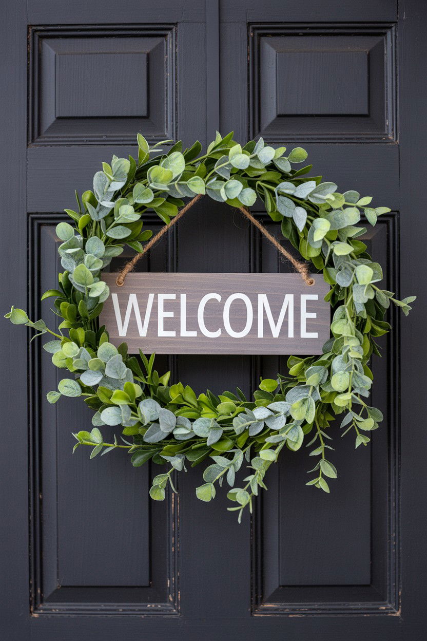 Wreath with welcome sign - 25 Valentine's Day Welcome Sign Ideas