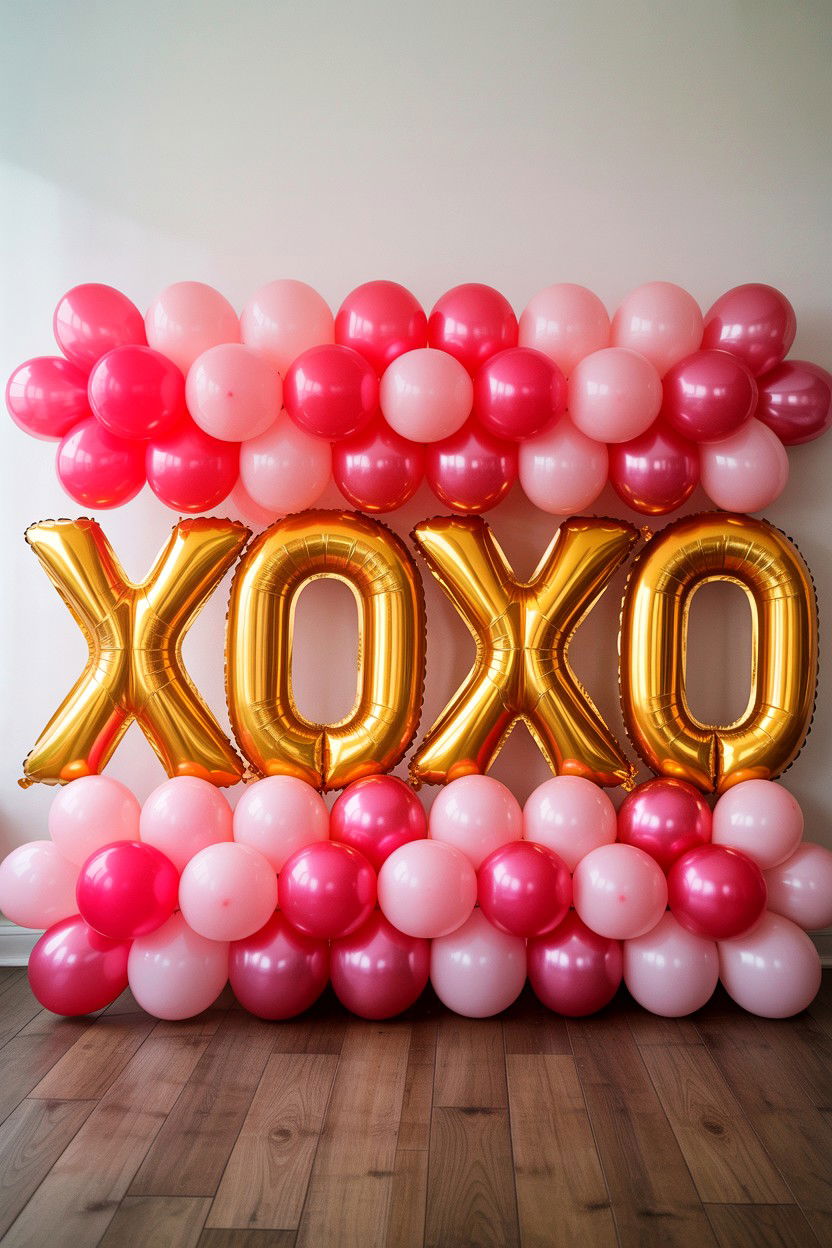 XOXO Balloon Decor - 25 Valentine's Day Engagement Party Ideas