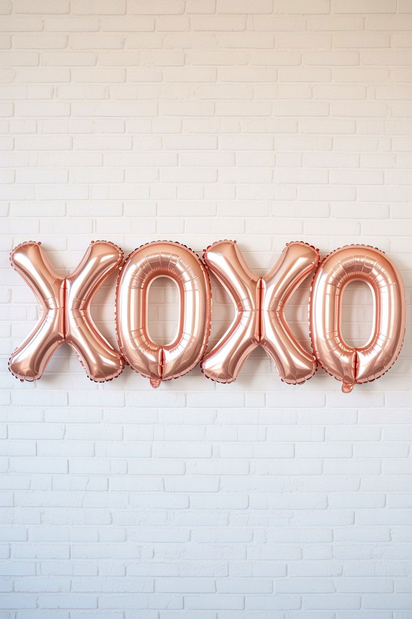 XOXO Balloon Lettering - 25 Valentine's Day Photo Booth Ideas