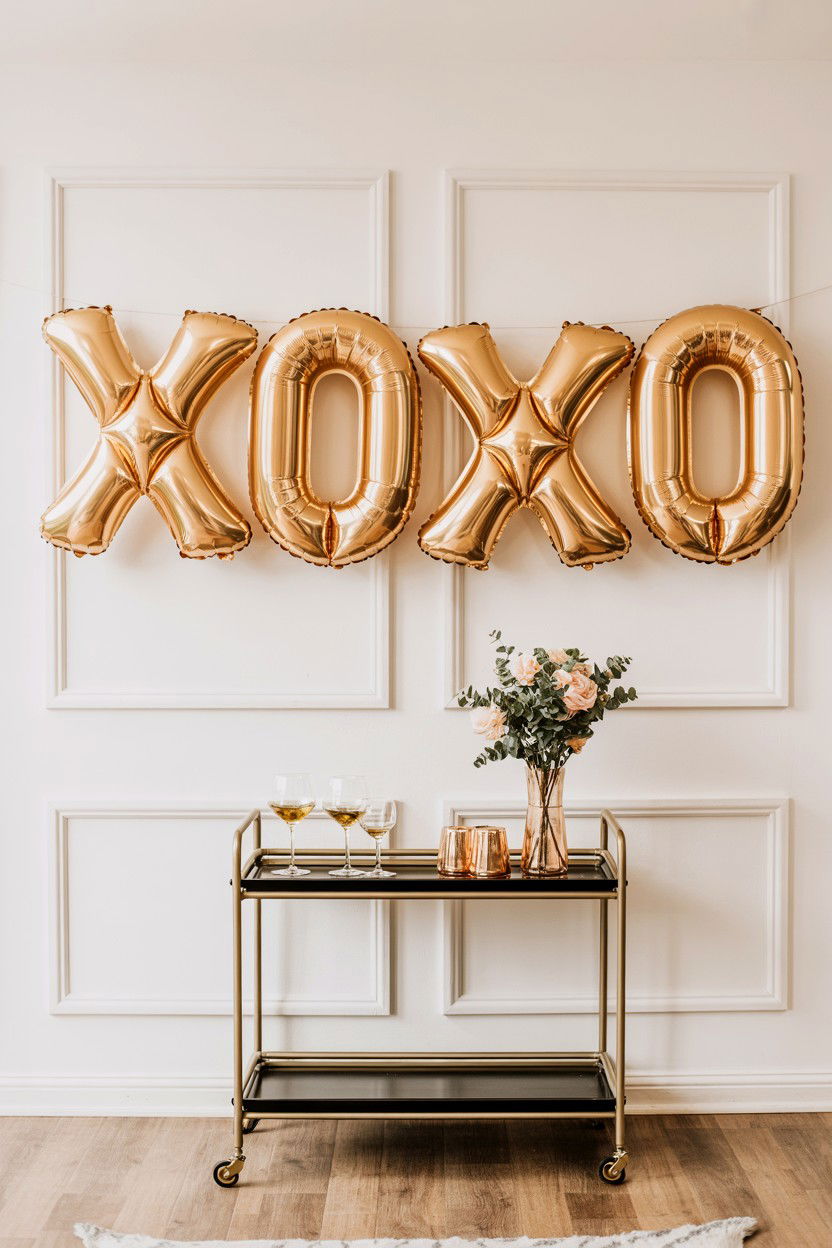 XOXO Gold Balloon Set - 25 Valentine's Day Gold Balloon Ideas