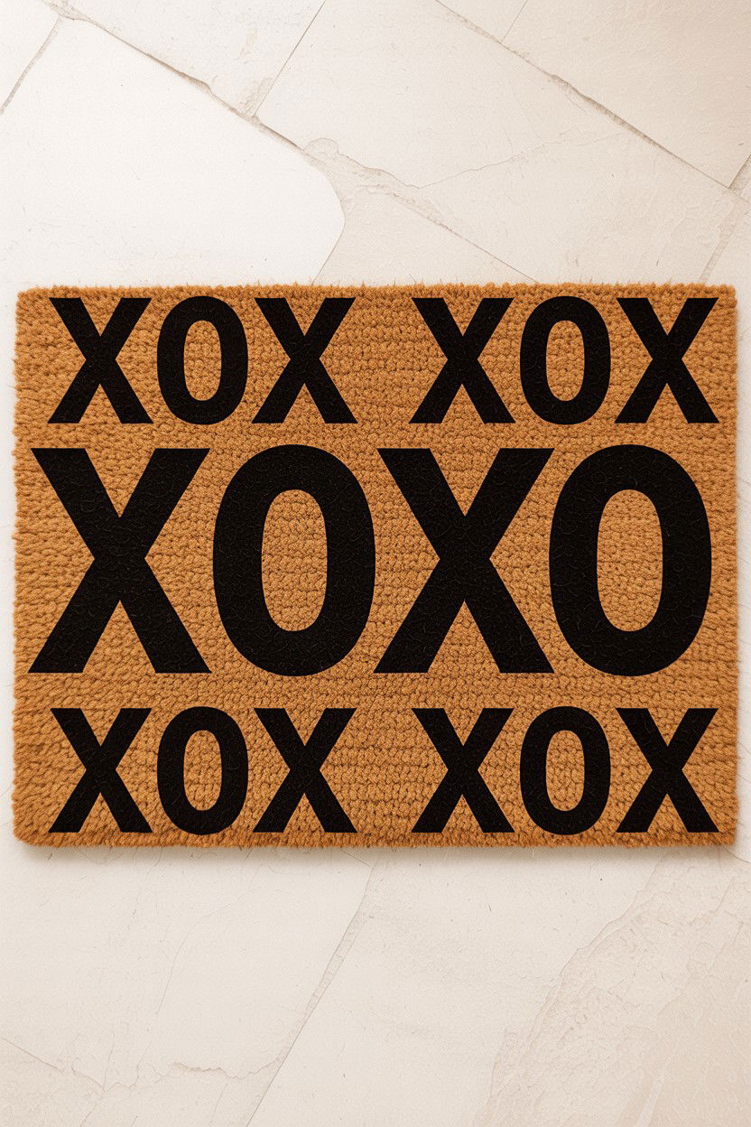 XOXO Pattern Welcome Mat - 25 Valentine's Day Doormat Ideas