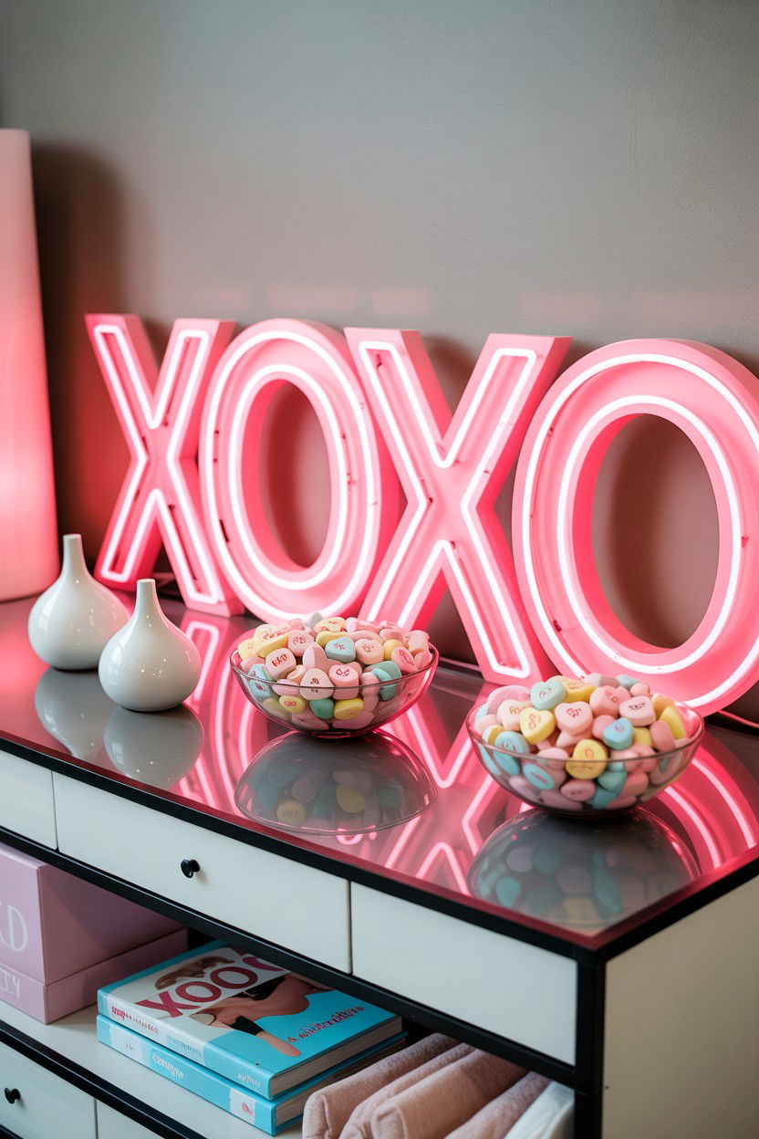 XOXO Sign For Console - 25 Valentine's Day Console Table Ideas