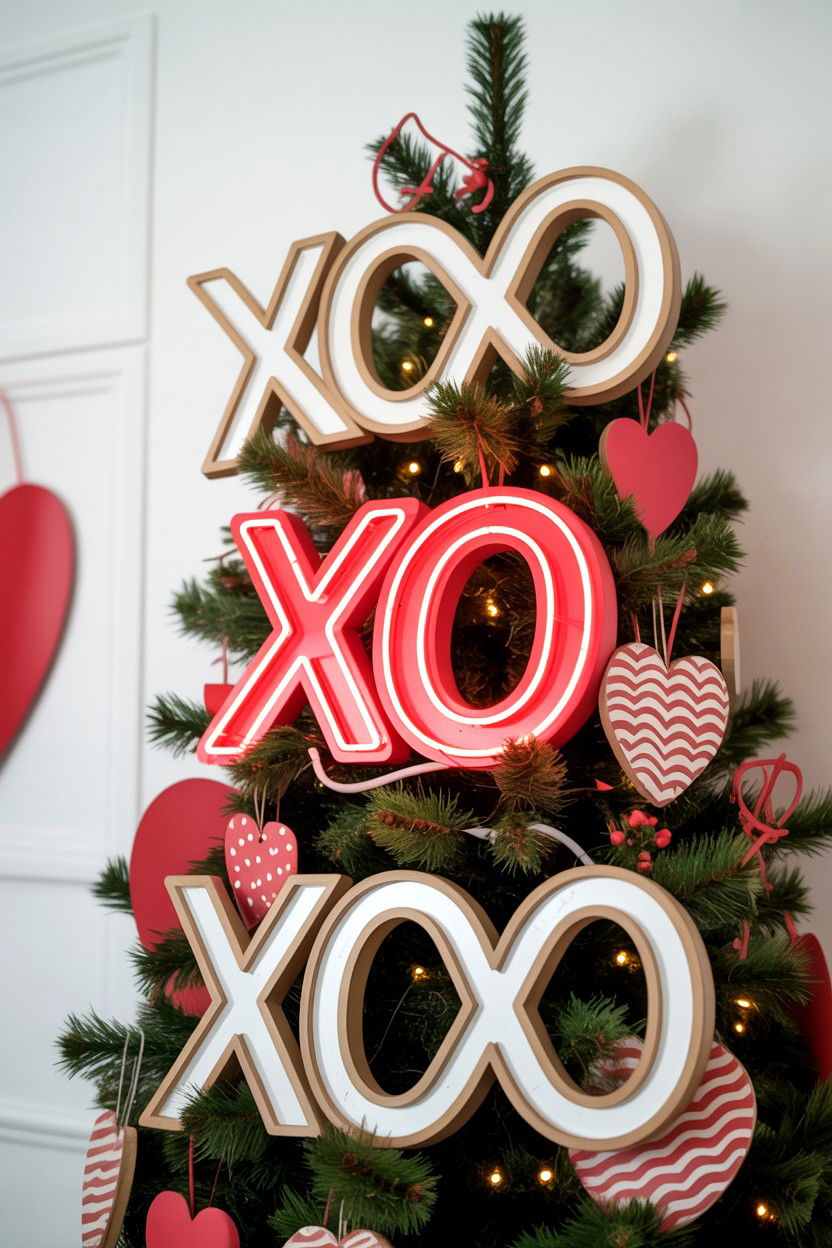 XOXO Valentine Tree - 25 Valentine's Day Tree Decorating Ideas