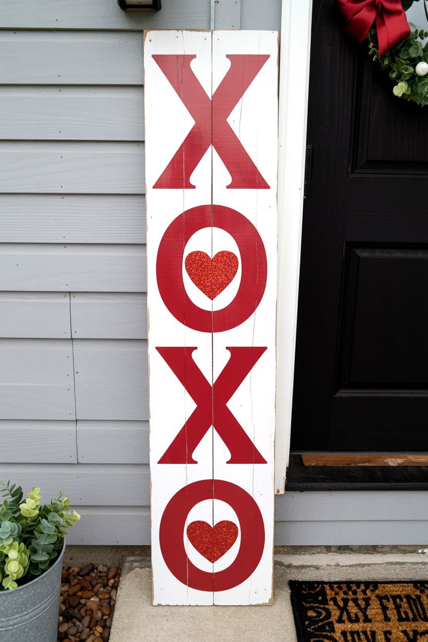 XOXO Vertical Porch Sign - 25 Valentine's Day Door Sign Ideas