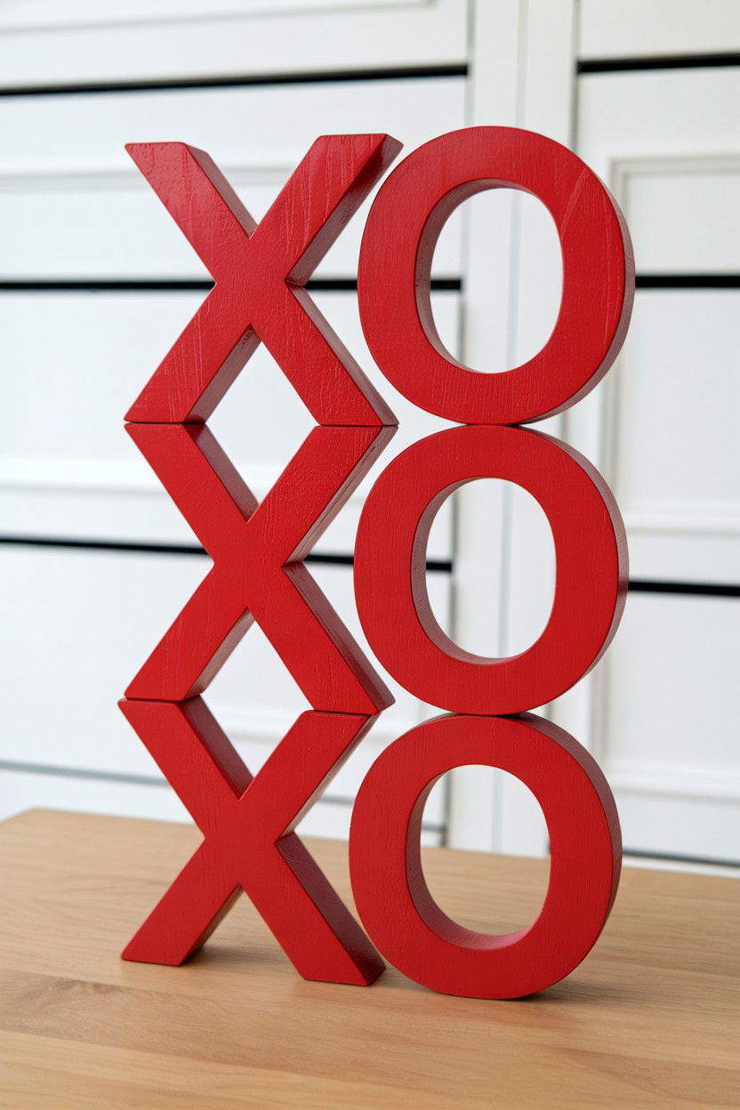 XOXO wood blocks - 25 Valentine's Day Shelf Decor Ideas