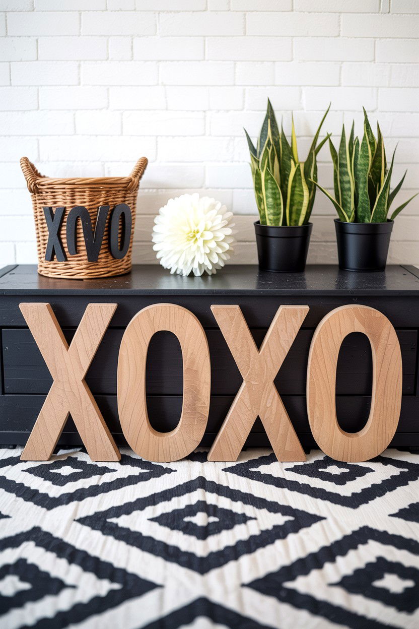 XOXO wooden sign - 25 Valentine's Day Welcome Sign Ideas