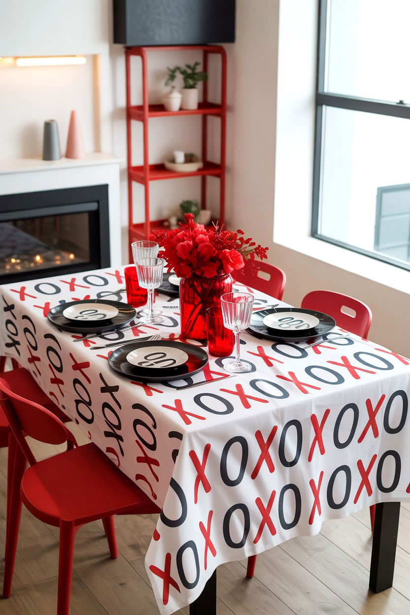Xoxo Print Tablecloth - 25 Valentine's Day Table Cloth Ideas