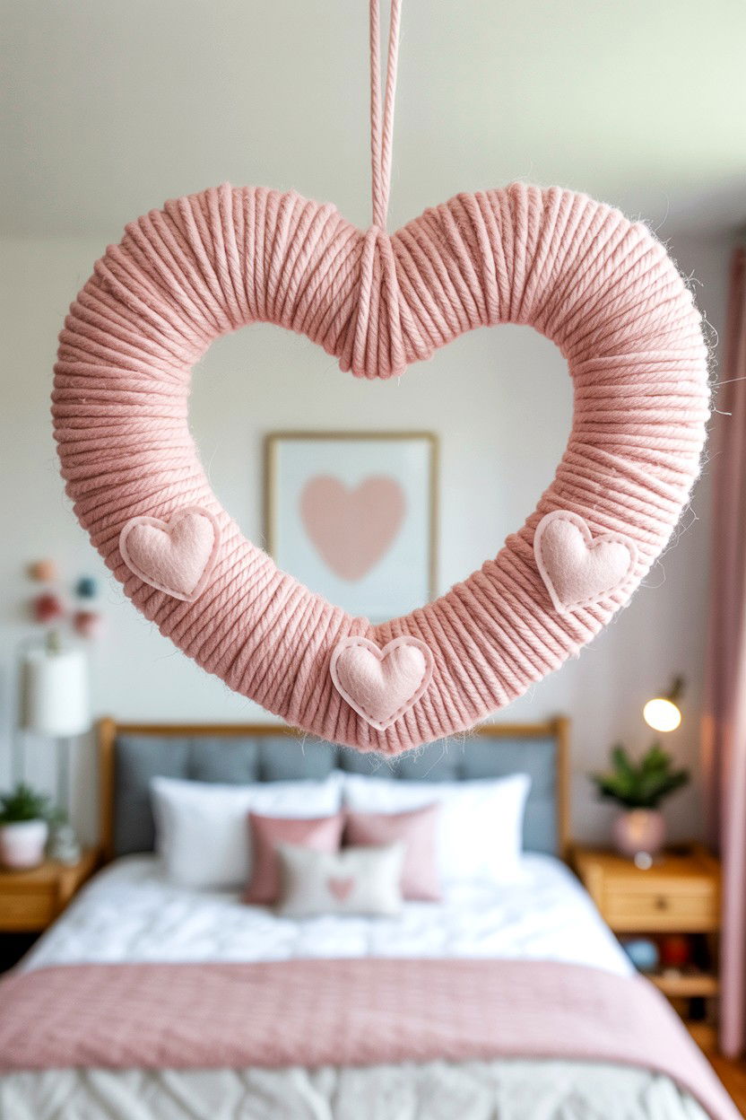 Yarn Wrapped - 25 Simple Valentine's Day Wreath Ideas