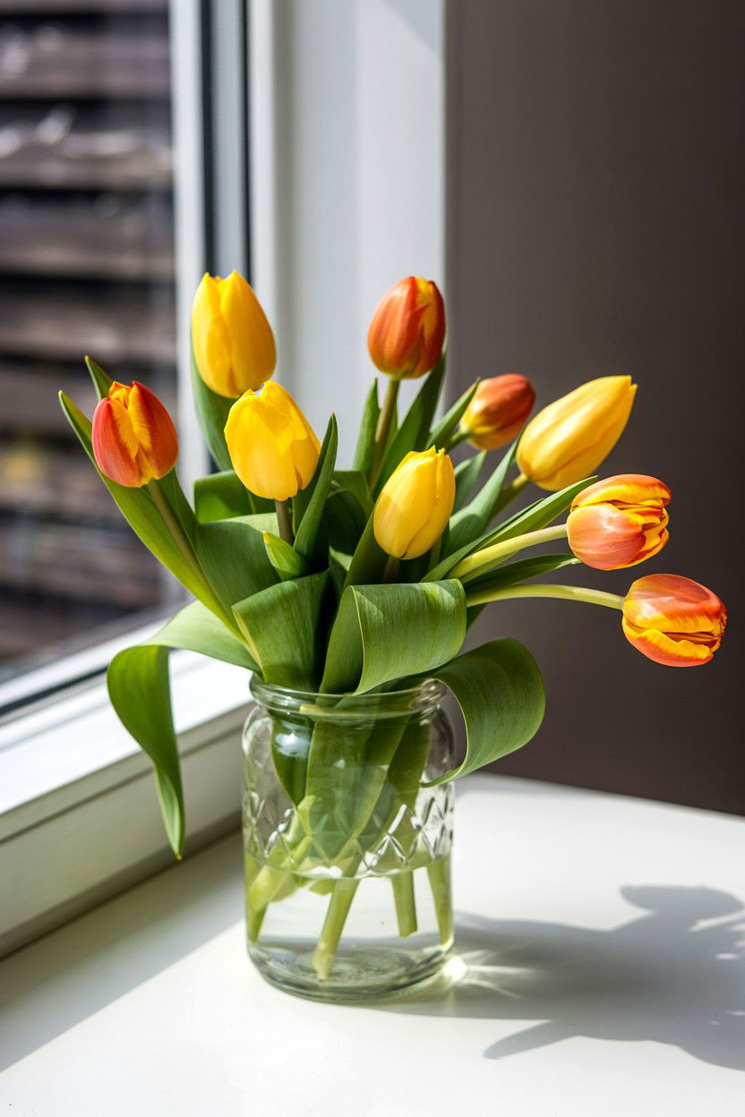 Yellow And Orange Spring Tulips - 25 Valentine's Day Tulip Arrangement Ideas