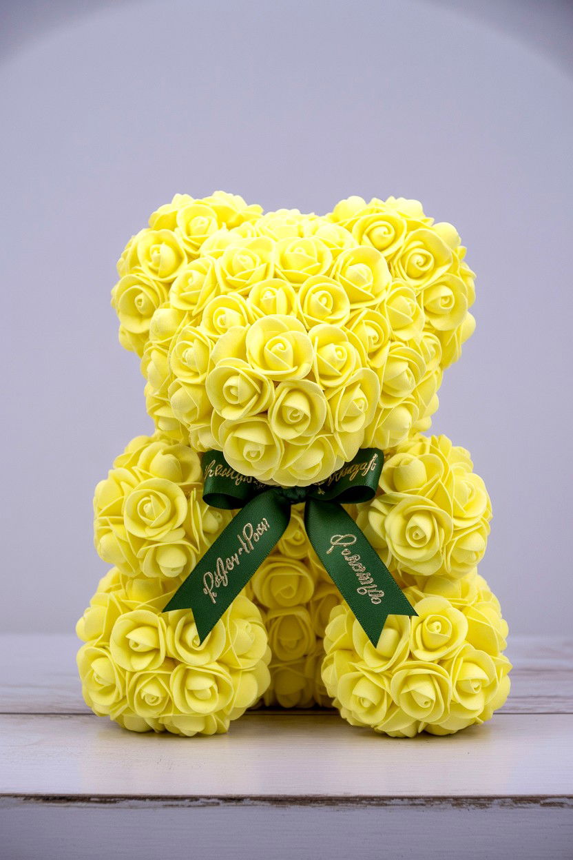 Yellow Rose Bear - 25 Valentine's Day Rose Bear Ideas