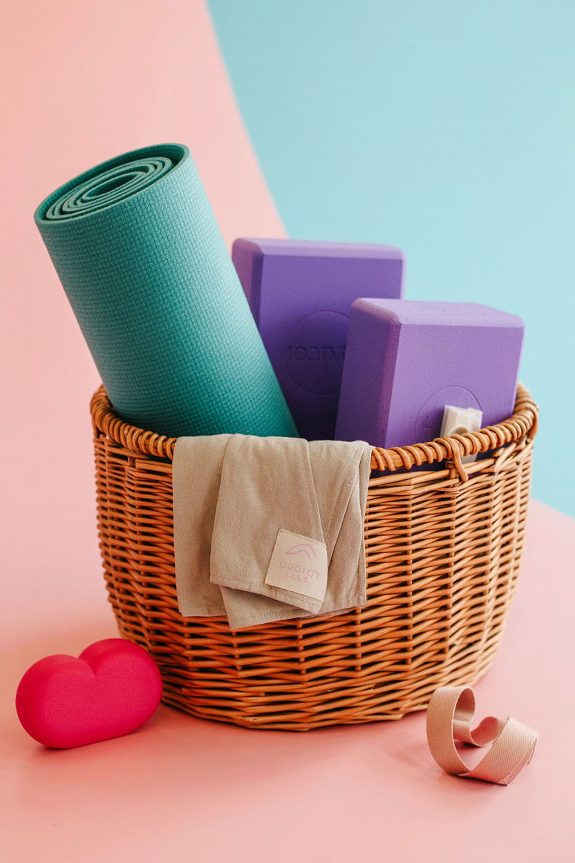 Yoga Essentials Basket - 25 Valentine's Day Self Care Gift Basket Ideas