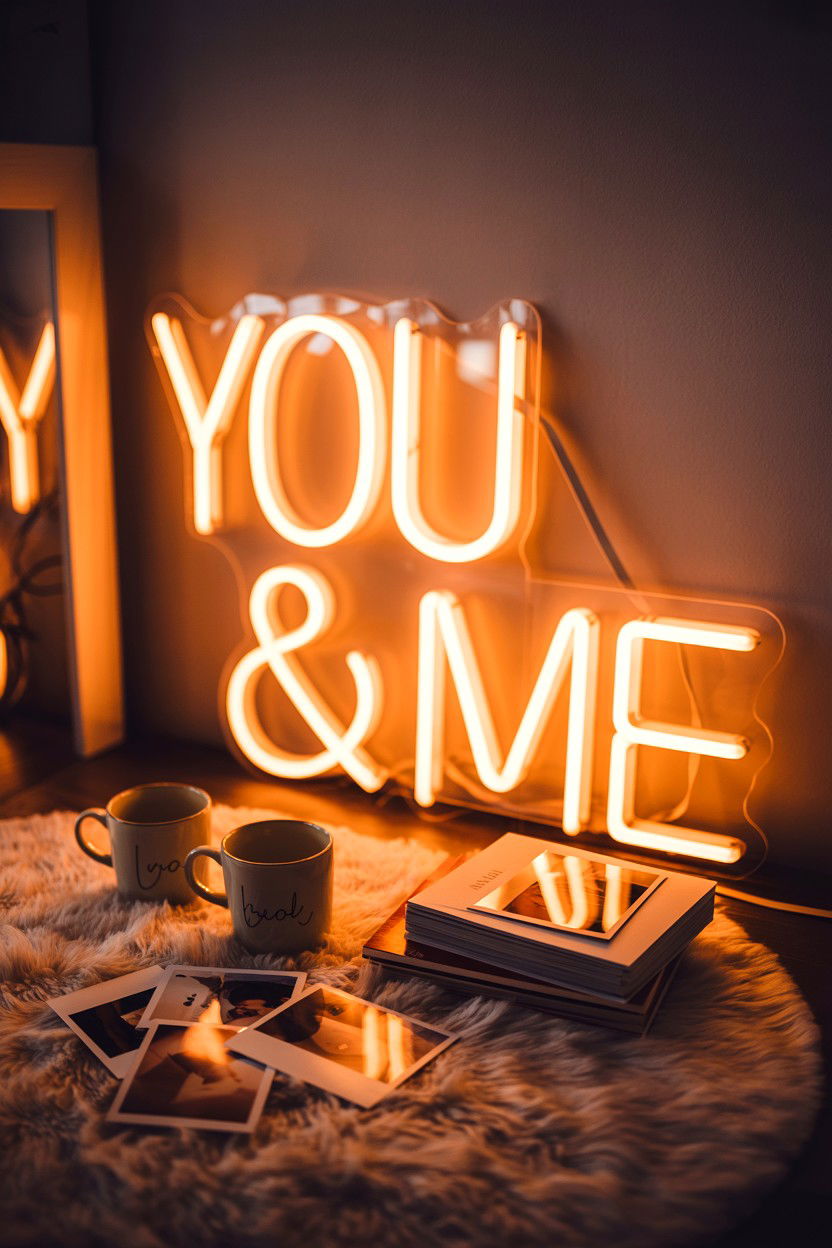 You And Me Neon Sign - 25 Valentine's Day LED Sign Ideas